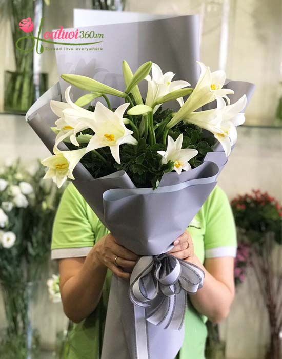 White lilium bouquet - Passionate